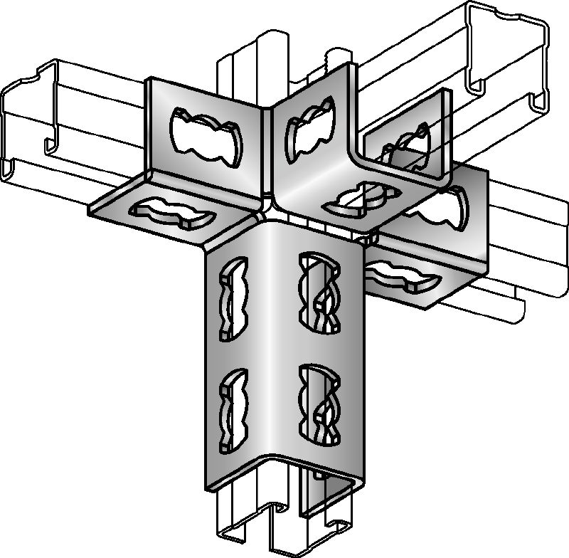 MQV-4/3 D ugaoni konektor Pocinkovana spojnica za kanale za trodimenzionalne strukture
