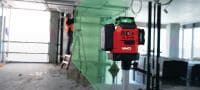 PM 30-MG višelinijski laser Višelinijski laser sa 3 zelene linije od 360° za vodovodne instalacije, nivelisanje, poravnavanje i kvadratiranje Primene 4